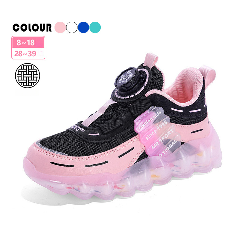 Girls' 2025 New Fashion Breathable Sneakers Children's Button Casual Running Spring and Autumn Mesh Shoes