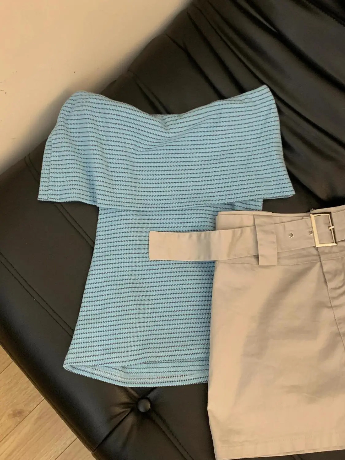 Summer Korean Fashion Oneshoulder Striped Tshirt Top High Waist Skirt Twopiece Sweet Simple Y2K Harajuku Aline Skirt 250729