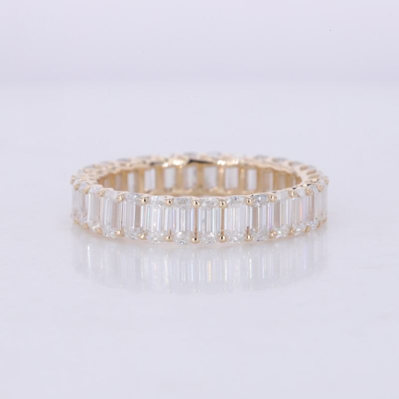 Custom 2x4mm Lab Grown Diamonds Ring Emerald Cut Diamonds Wedding Band 18k Yellow Gold Diamonds Band Ring for Wedding