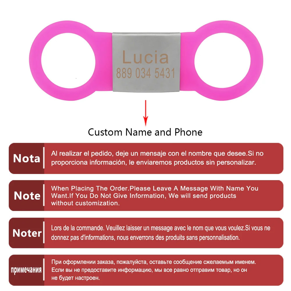 Hole 2.5cm Custom Nameplate Dog Collar Customised Name Pet ID Tags Anti-Lost Personalized Pet Collar Necklace Accessory Silicone 250729