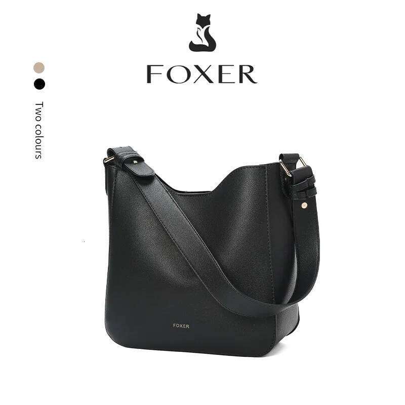 FOXER Simple Women Shoulder Daily Commuting Tote PU 2025 Casual Female Large Bucket Bag