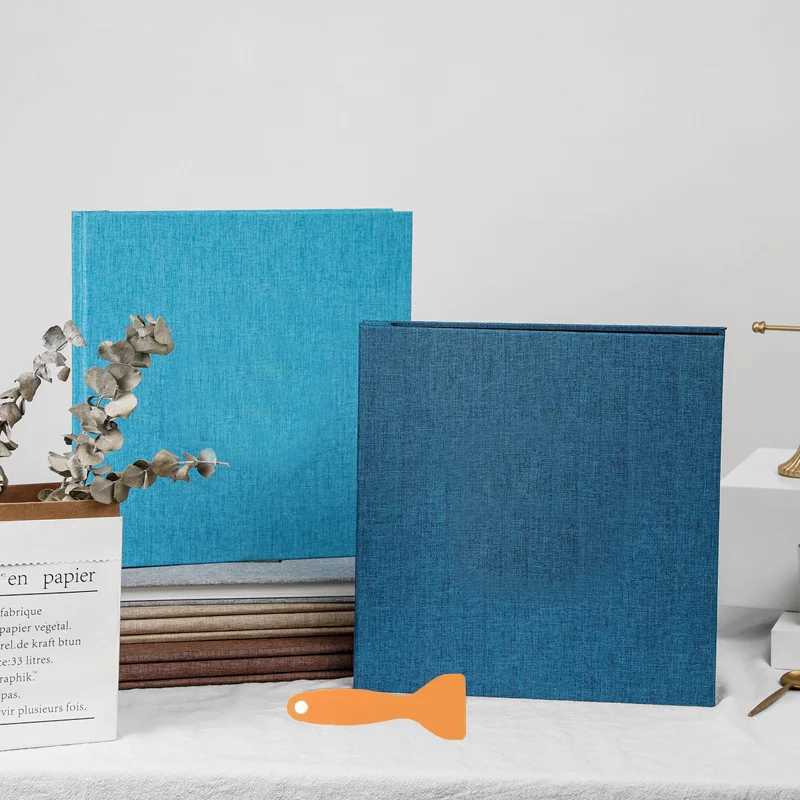 Solid Color Large Photo Album Linen Self-Adhesive Laminating DIY Photo Album 20 Sheets Family Anniversary Wedding Photo Storage Z250729