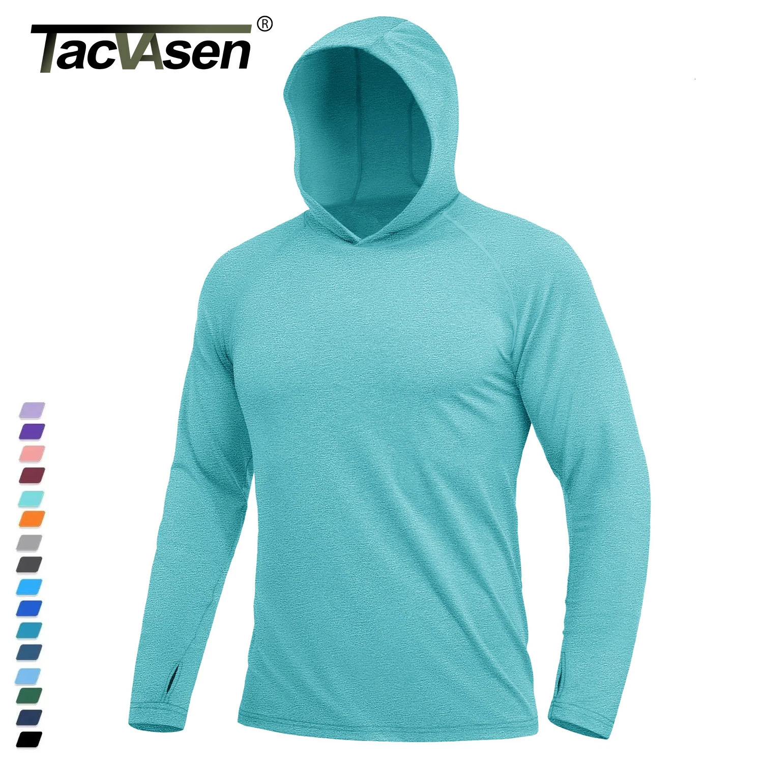50 Sun Protection Hoodie Shirts Mens Long Sleeve T-shirts Lightweight Quick Dry Pullovers Swim Fishing Tee Tops 250723
