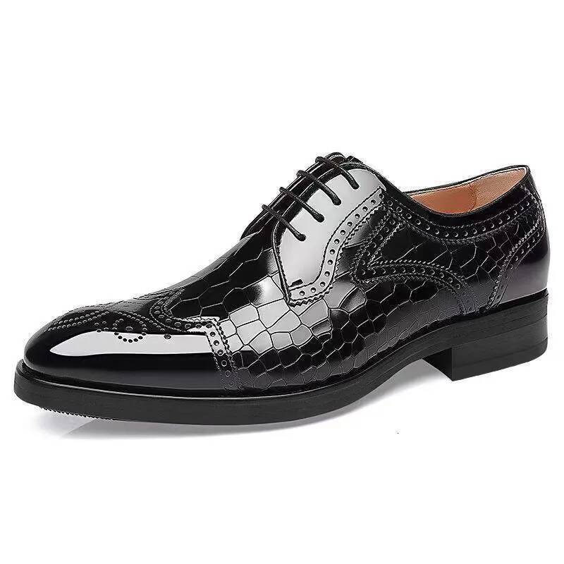 Men casual business oxford genuine leather formal men brogue shoes