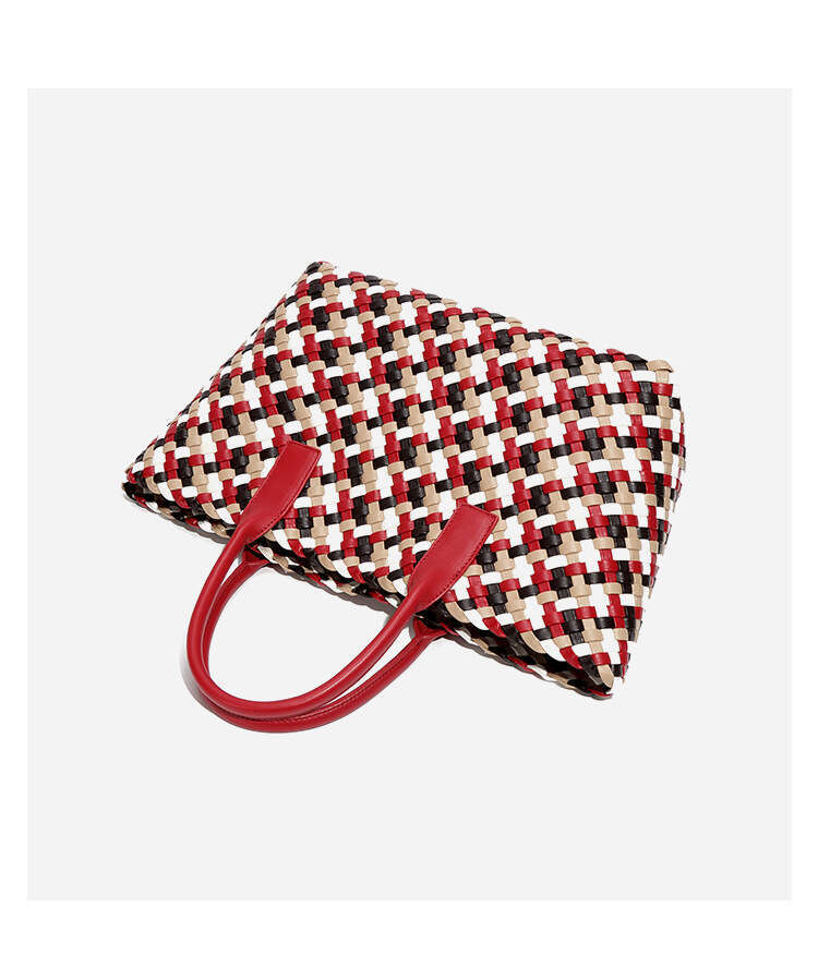 New Woven Women Design Colorful Handbag Textured Large Capacity Casual Versatile Tote Bag