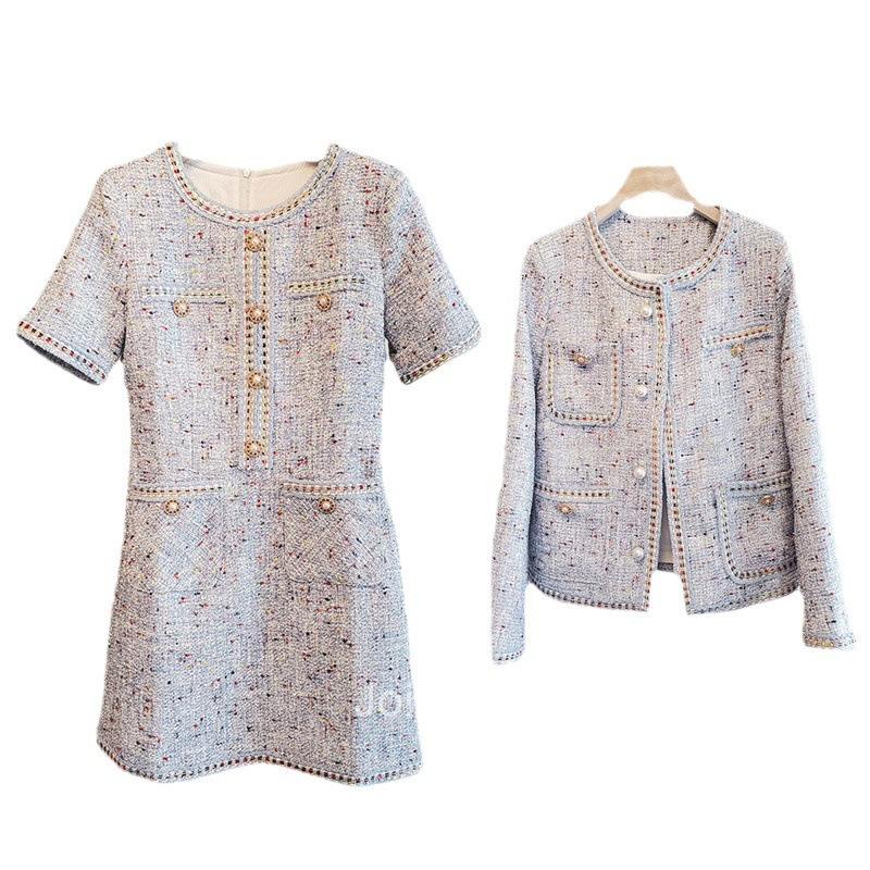 Autumn and winter French foreign style fashion small fragrance suit womens coat dress two aging coat women