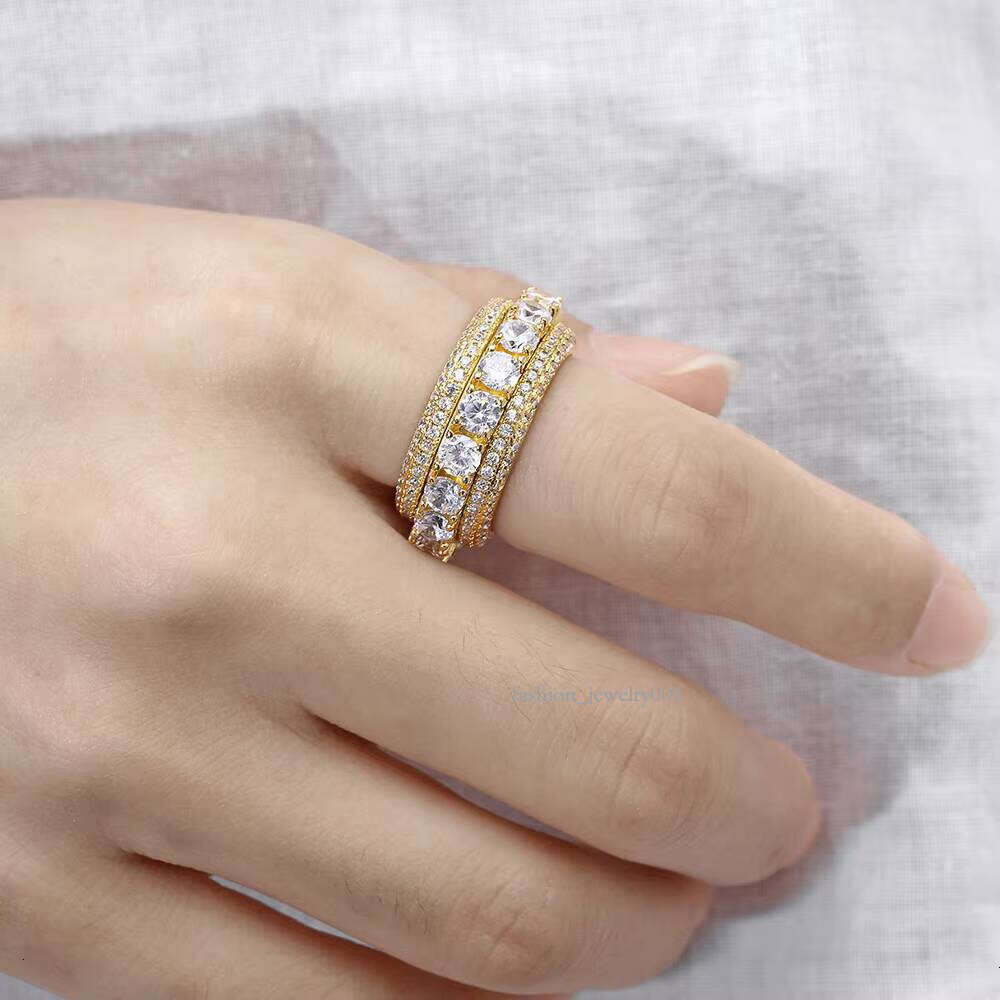 Cuban Fashion Silver Moissanite Wedding Ring Men's Hip Hop Boutique Jewelry