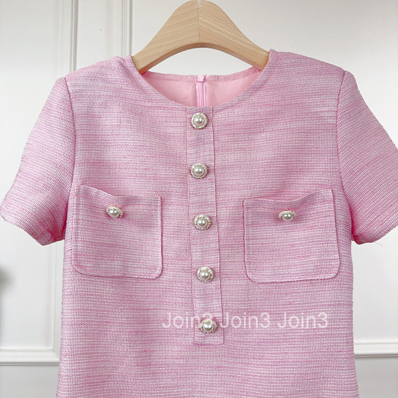 2025 Socialite Summer New Style Slim Fit Pearl Button Multi-Pocket Design Short Sleeve Dress Short Skirt