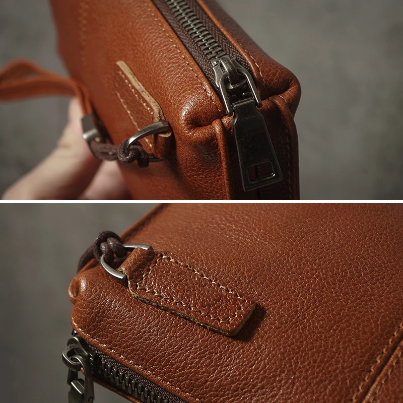 Mens Genuine Leather Clutch Bag High Quality Handbag Zipper Long Wallet Credit Card Bag Women Top Cowhide Mobile Phone Bag 250723