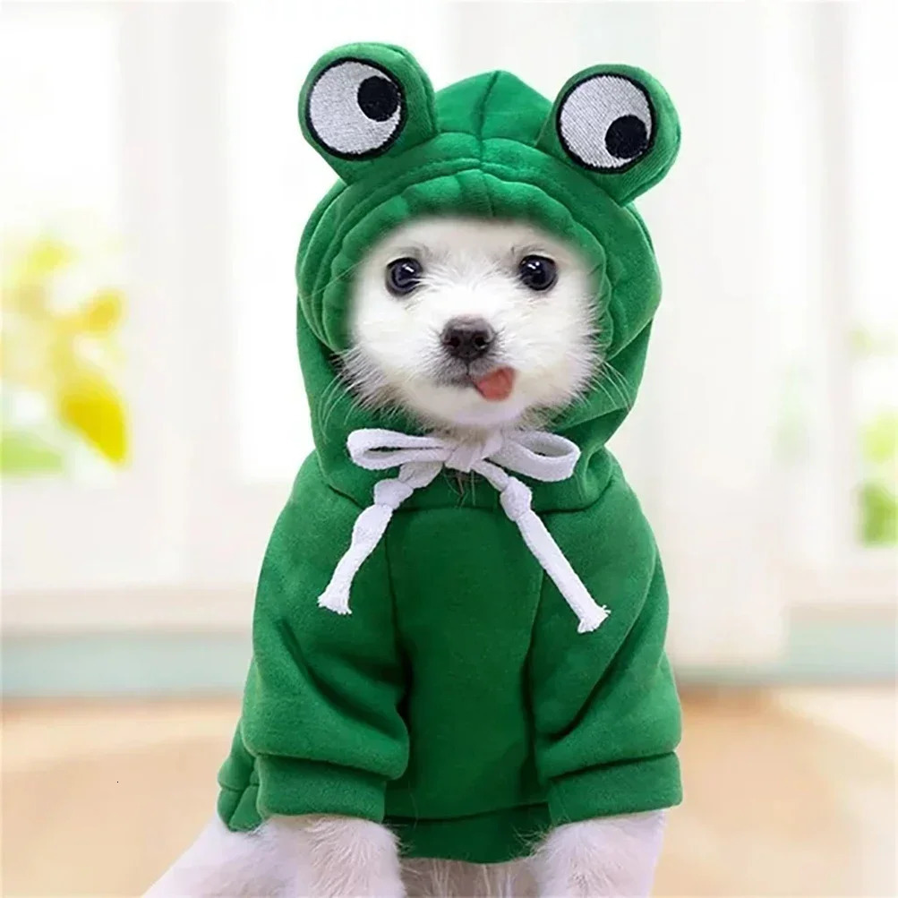 100% Cotton Dog Clothes Hoodie Frog Shaped Coats Halloween 250729
