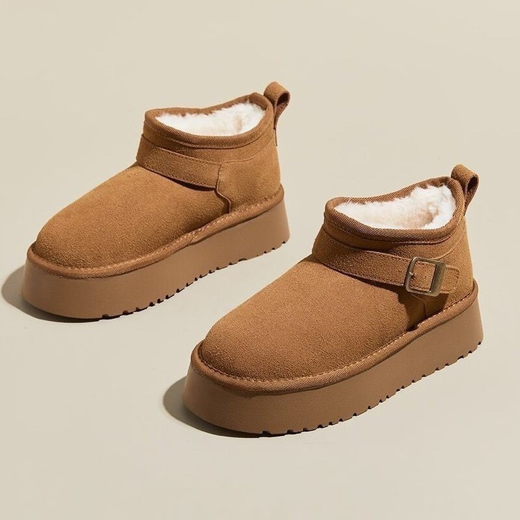 Hot New Free Shipping designer for womens boots khaki brown Seasonal new retro French fashion versatile thick soled casual cotton shoes