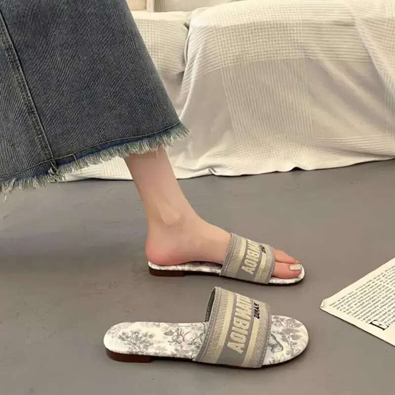 Famous Designer Women Blue Pink Fashion Embroidery Sandals
