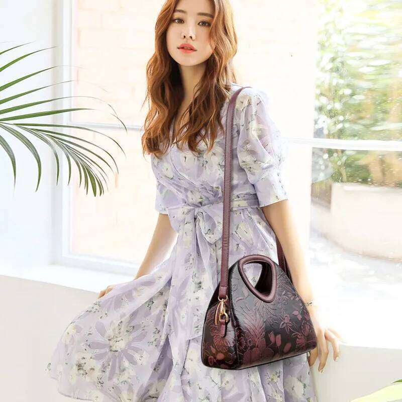 New Shoulder High Quality Leather Top-handle Bags Female Vintage National Style Crossbody Bag For Women