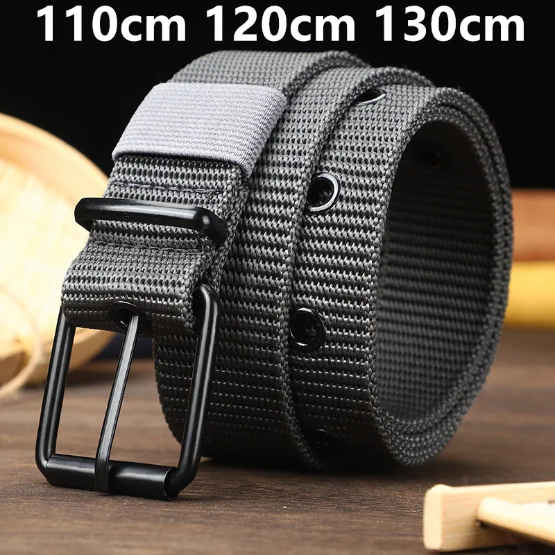 110130cm Black Canvas Mens Belt Pin Buckle Leather Womens Trendy With Jeans For Men Women Outdoor Sports 250716