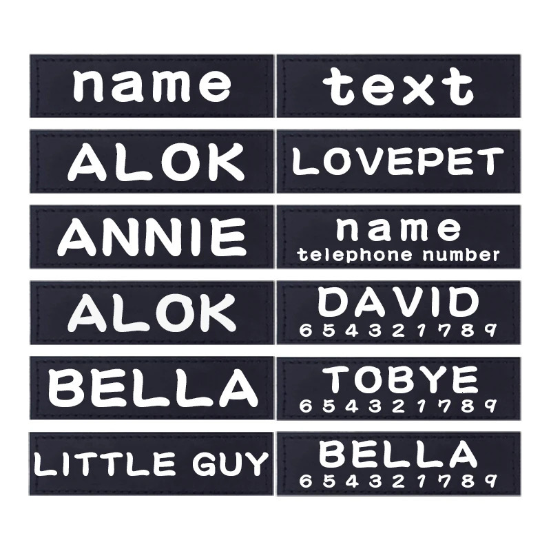 2 PCS PU Personalized Dog ID TagS for K9 Harness Collar Label Sticker Patch Custom Dog Tag Name Custom Pet Dog Harness Name Tag 250729