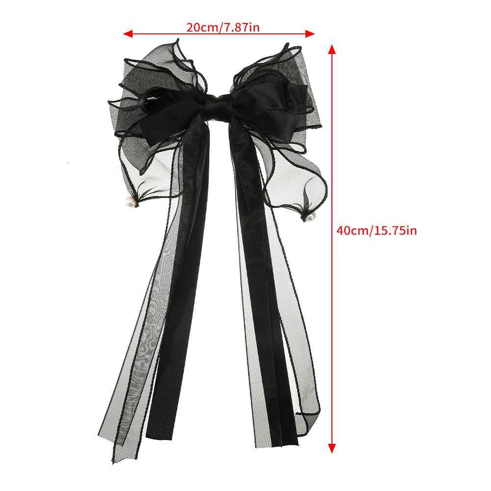 Women Bow Hair Clip Pearl Black Hairpin Girls Korean Temperament Ponytail Hair Clips Barrettes Fashion Hair Accessories Headwear Z250729