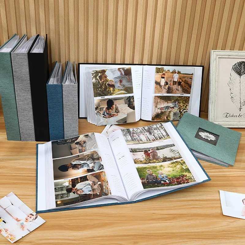 6 Inch Linen Photo Album Interleaf Storage 200 300 Pictures Children Growth Collection Writable Memory Family Portrait Keepsake Z250729