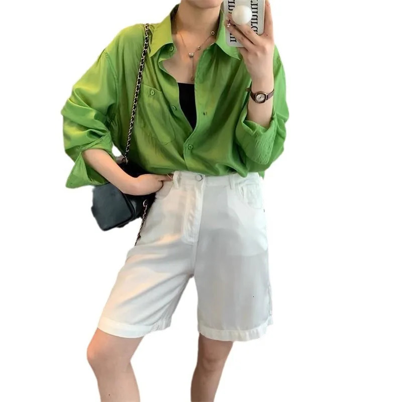 Women Long Sleeve Shirt Lyocell Tops Lazy Style Loose Light Breathable Colorful Sunscreen Womens Tops 250729