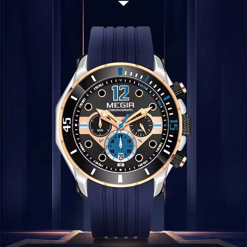DHgargets MEGIR 2206 Men's Sports Chronograph Watch - 49mm Silicone Strap, Waterproof 30M, Luminous, Date, Multifunction Quartz