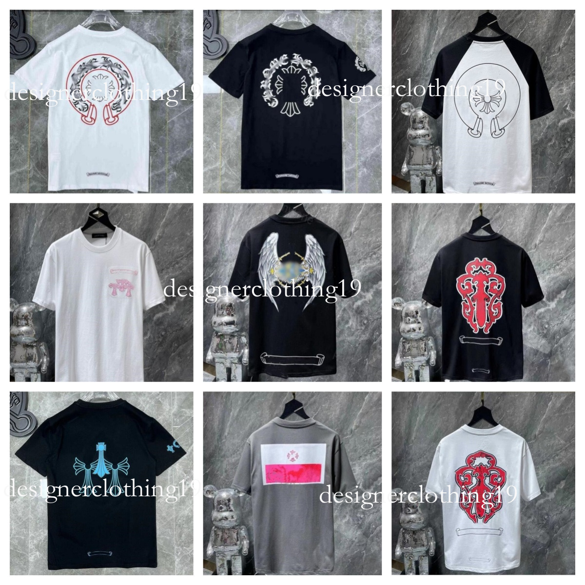 Chrome Summer Shirt Printed Fashion Designer Man Chrome T Shirts Cotton Casual Tees Short Sleeve Chrome Shirt Hip Hop Brand Streetwear Tshirts Men's Clothing te