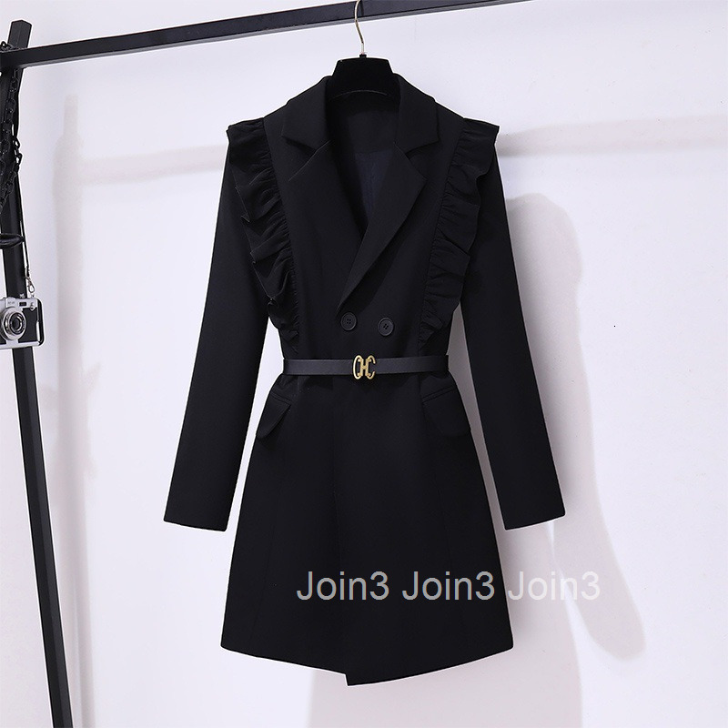 Ruffle edge long sleeved suit skirt with new autumn design and matching belt dress