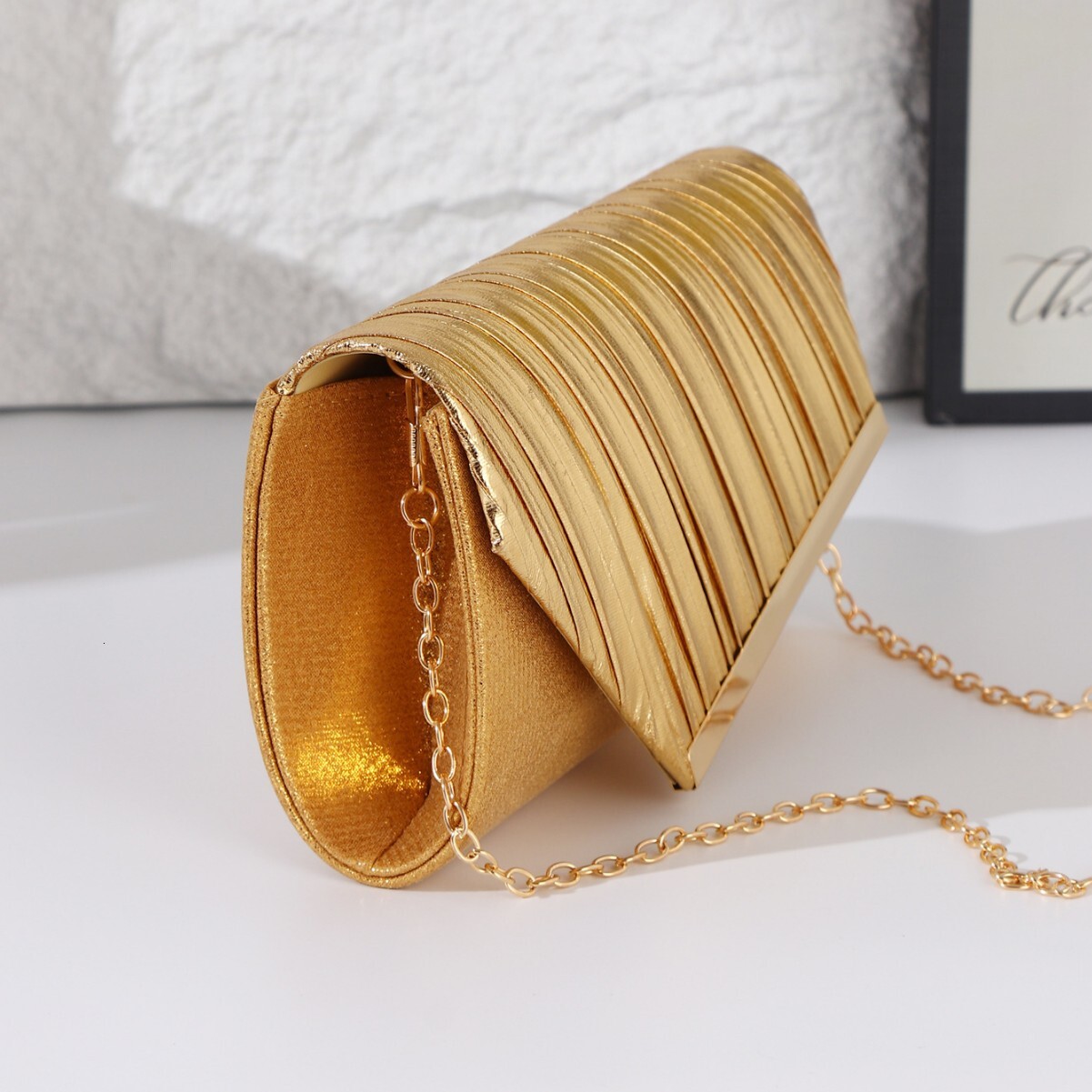 DHAL Fashion Pleated Envelope Elegant Dress Clutch Party Evening Women's Banquet Bag