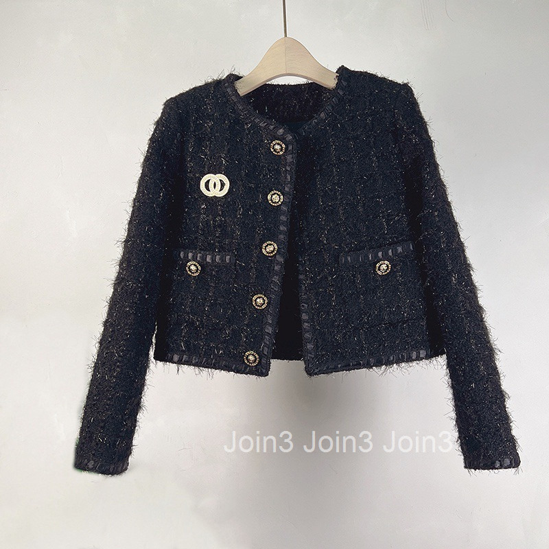 Spring and Autumn New French Style Slim Fit Tweed Jacket for Women Elegant Slimming Woven Tweed