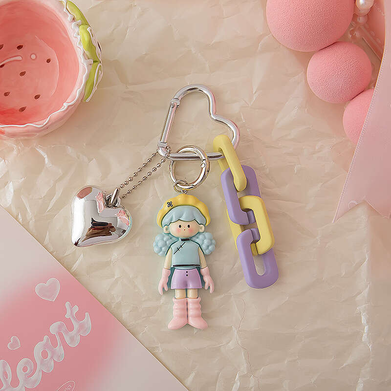 Cartoon Popcorn Miu Series Keychain Cute Bag Phone Chain Resin Doll Pendant Colorful Hanging Decoration