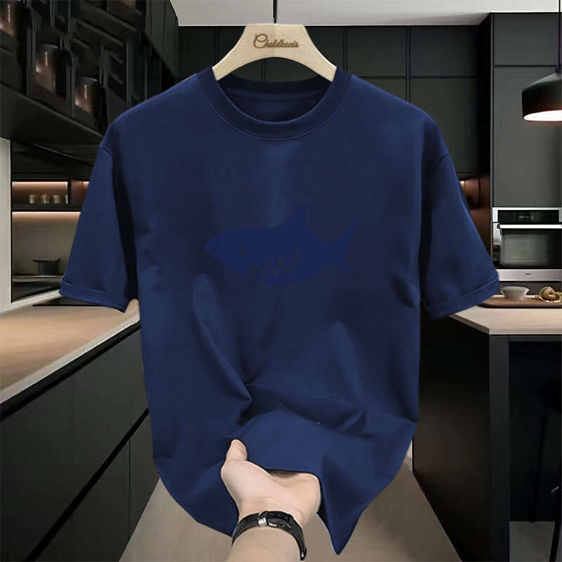 Designer T Shirt American Style Heavyweight Short Sleeve T-Shirt For Men, Summer Trendy Loose Fit, Screen Printed, Thick Breathable Pure Cotton Base S