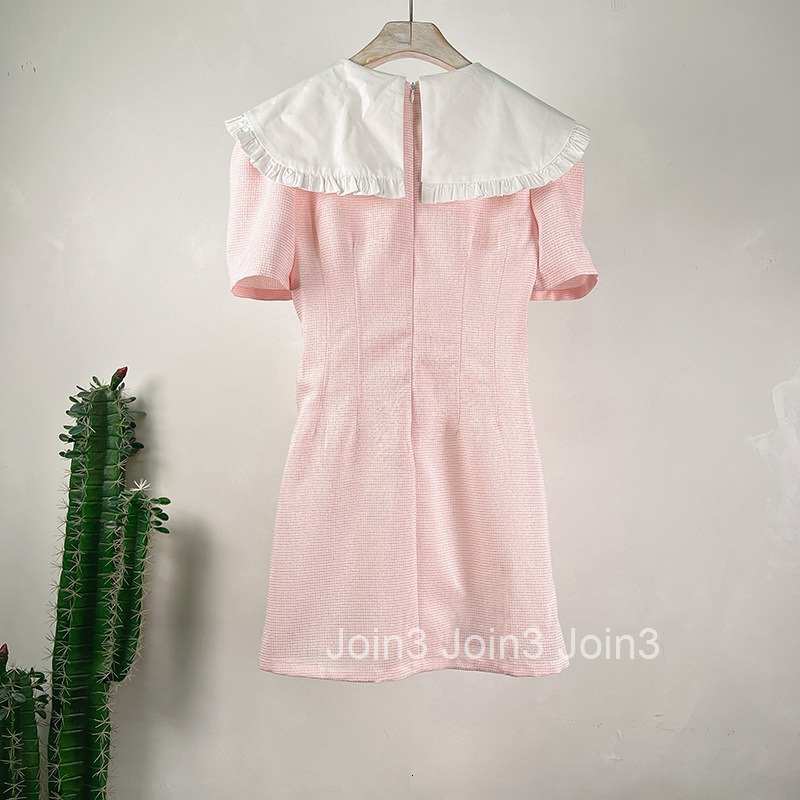 Summer New Fashion Simple Large Lapel A-line Skirt Short Skirt High Waist Short Sleeve Dress