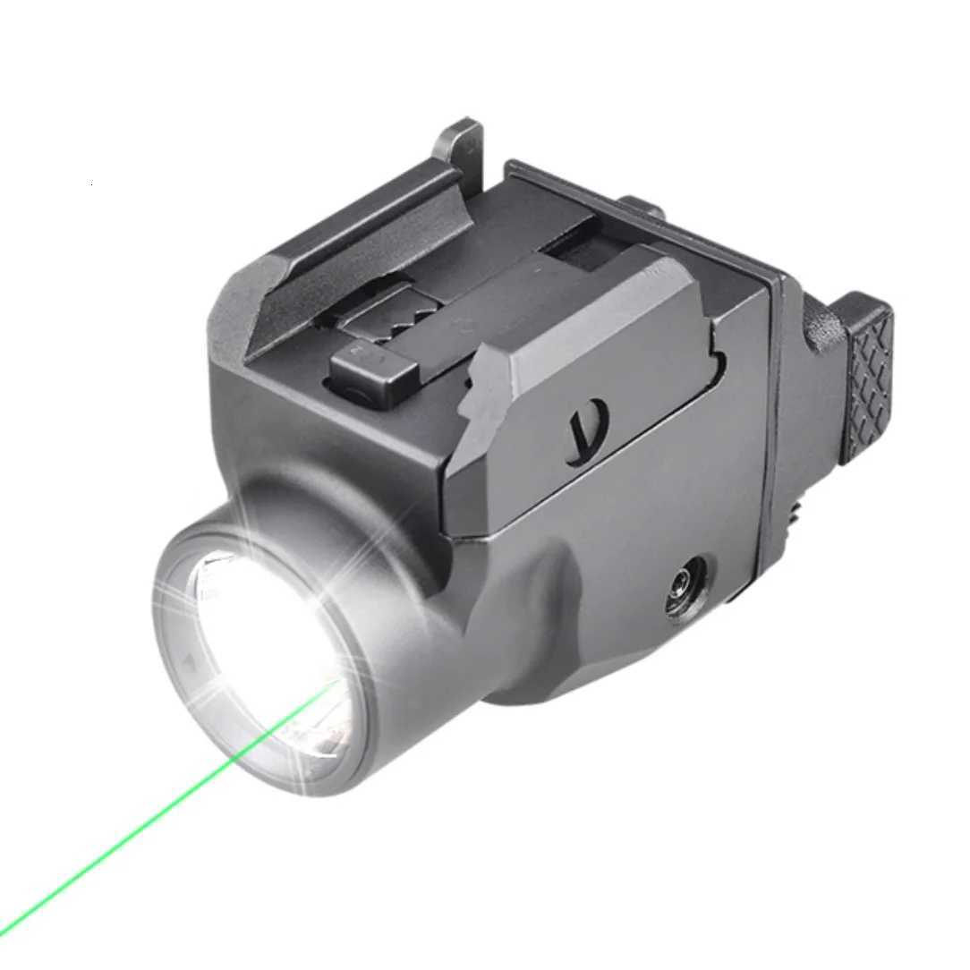1200Lumen Powerful Tactical LED Flashlight with Green Dot Laser Sight Mini Pistol Weapon Light Fit for 20mm Rail XJ250728