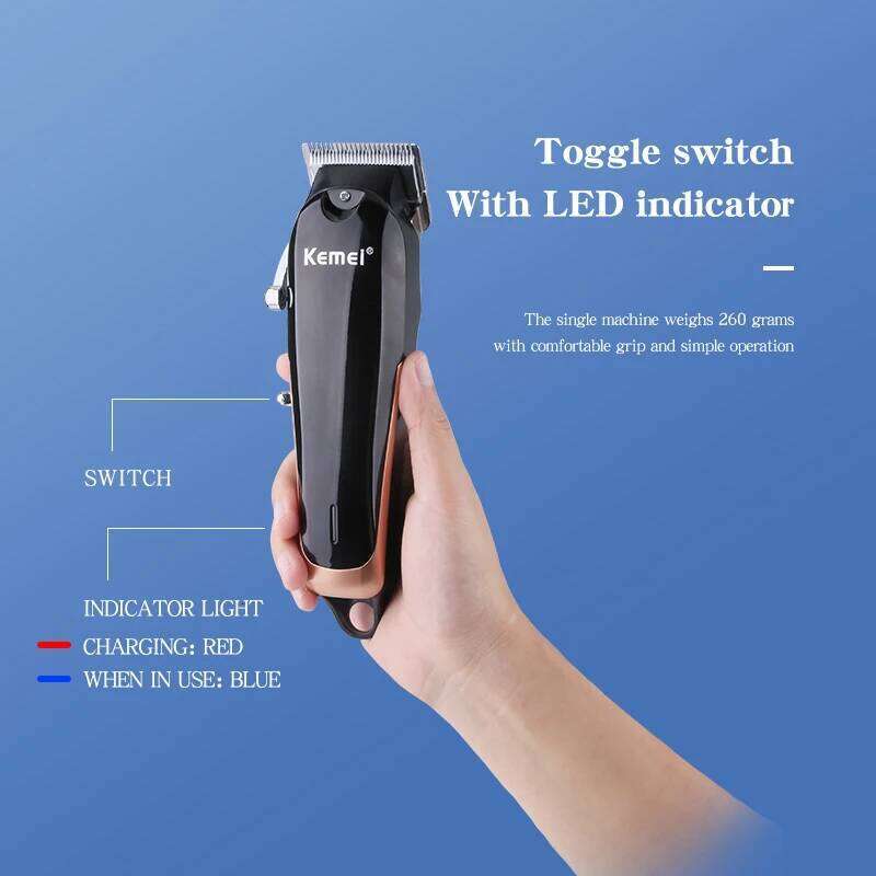 Kemei 1756 Clipper Professional Barber Fade Hair Cutting hine Rechargeable Electric Cordless Trimmer Men Strong Power