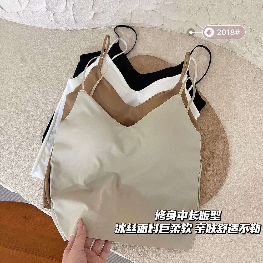 Designer T Shirt Summer Ice Silk Backless Camisole With Chest Pad Bra Integrated Inner Wear Base Layer Hot Girl Tube Top Outerwear