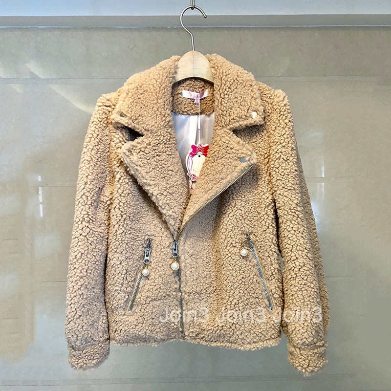 Fashion Casual Suit Collar Jacket for Women Trendy Winter Faux Fur Motorcycle Jacket Top