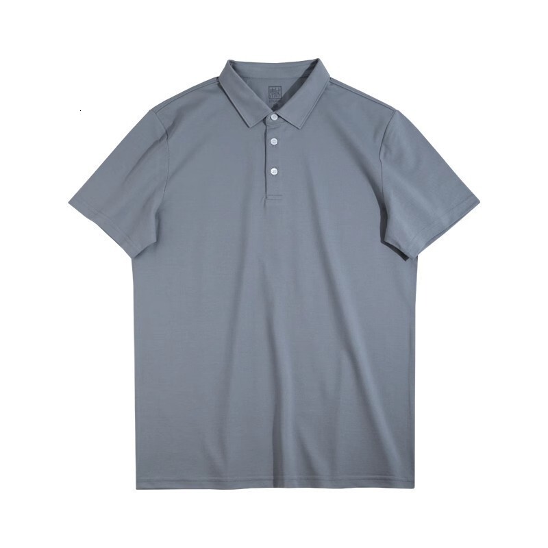 Slim Fit Solid Color Mercerized Pearl Polo Shirt Cool Breathable Turn-Down Collar Short Sleeve Mature Business Commuter Men's Summer