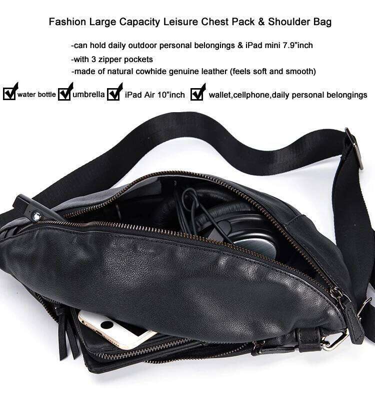 Women's Bags Designer Women's Bags Designer Fashion Genuine Leather Men's Chest Pack Shoulder Messenger Sling Small Leisure Bag Crossbo