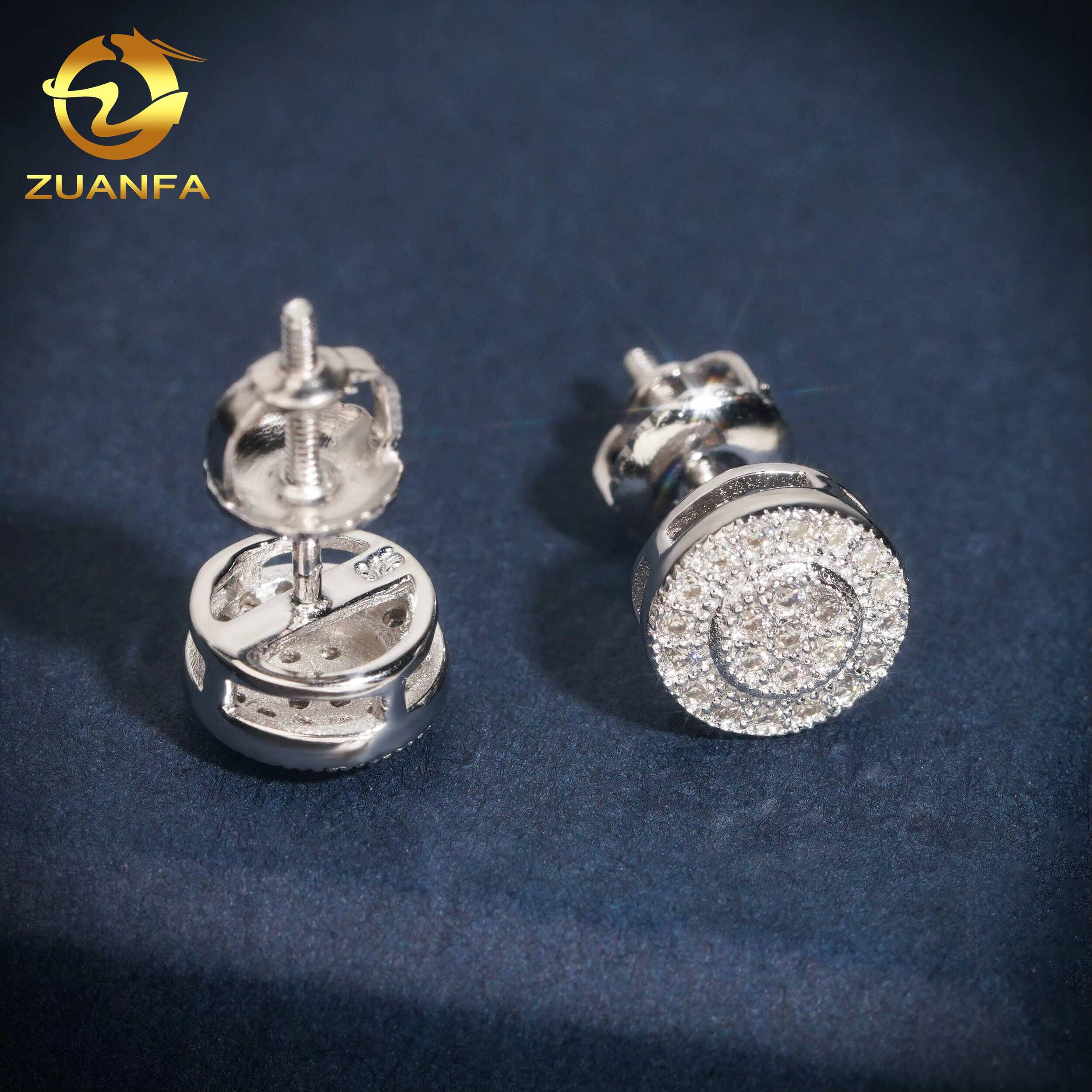 14K Real White Gold Round Lab Diamond Cluster Earrings EverLasting Gift for Women Men Fine Jewelry