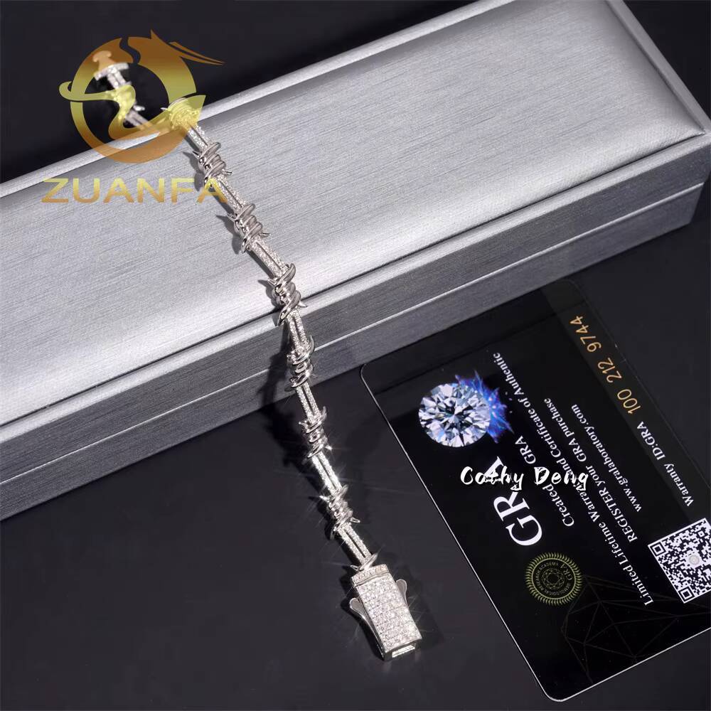 6mm 925 Silver Twisted Cuban Link Chain Iced Out Jewelry Moissanite Hip Hop Bracelet Lab Diamond Cuban Link Bracelet