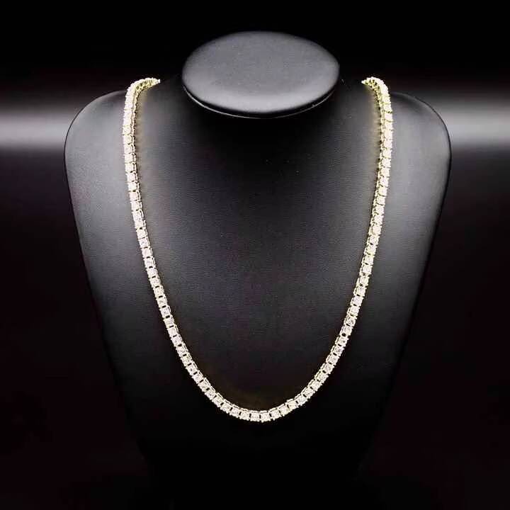 custom iced out tennis chain with vvs moissanite in 14k white gold certified floral pattern necklace for streetwear collection