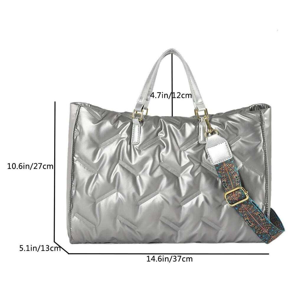 Fashion Large Padded Handbags Designer Quilted Women Shoulder Bags Nylon Down Cotton Crossbody Bag Winter Tote Big