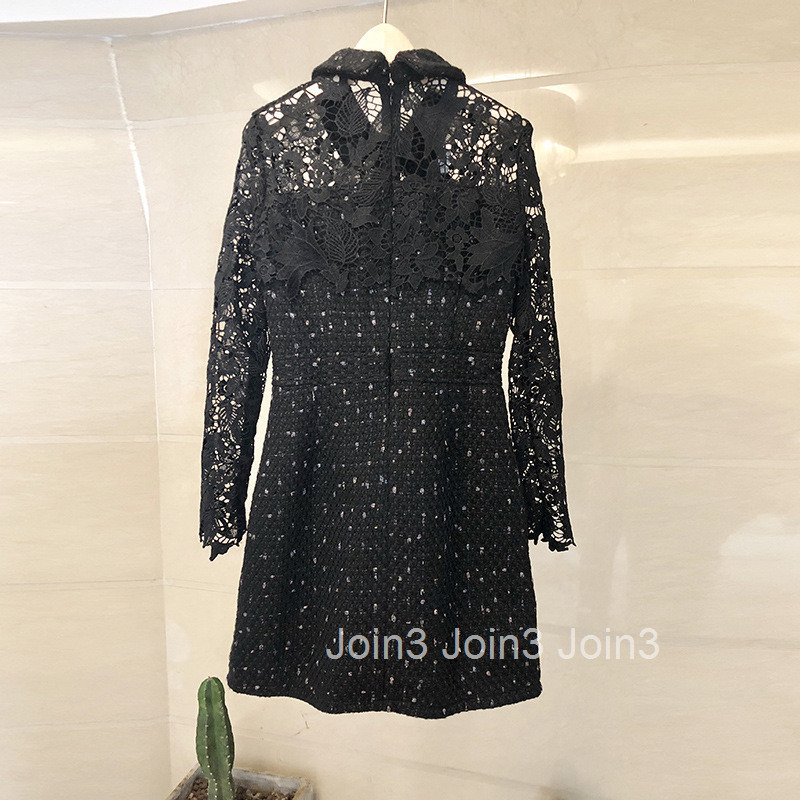 French style western-style bottom A-line skirt autumn/winter fashionable slimming thick floral woolen dress with heavy stitching texture