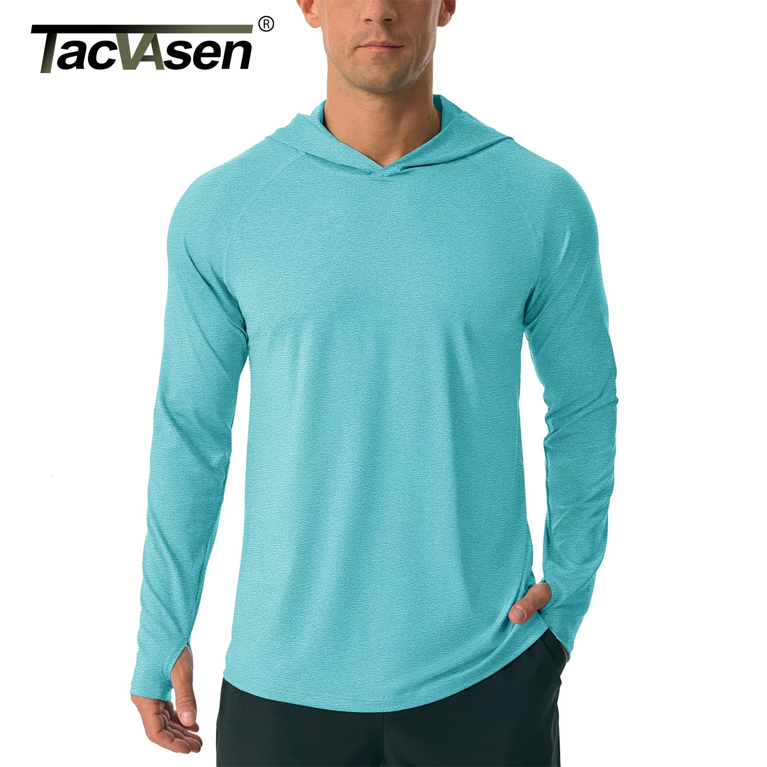 50 Sun Protection Hoodie Shirts Mens Long Sleeve T-shirts Lightweight Quick Dry Pullovers Swim Fishing Tee Tops 250723