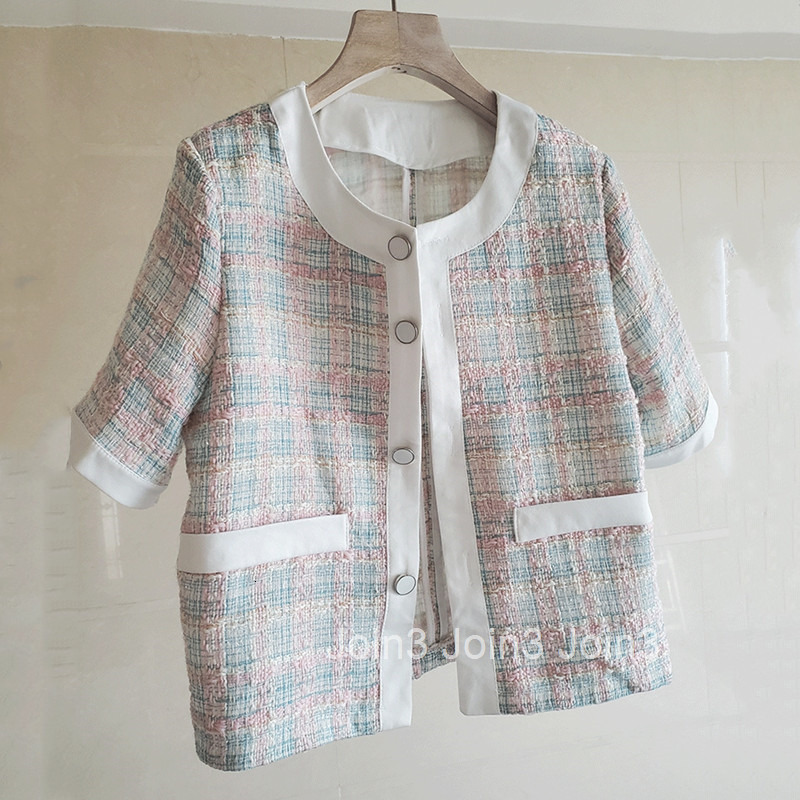 Elegant Socialite French Style Short Jacket for Women Summer New Tweed Top Sweet and Salty Style