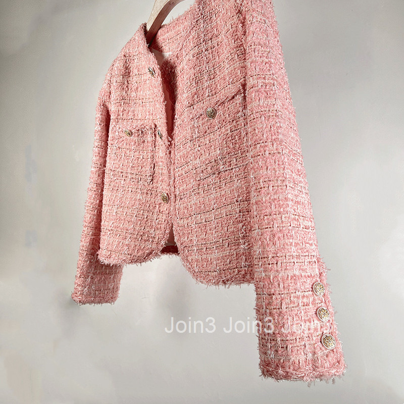 Little Fragrance Jacket for Women Thin Spring Autumn New Fashion Petite Style Height-Enhancing Tweed Slim Fit