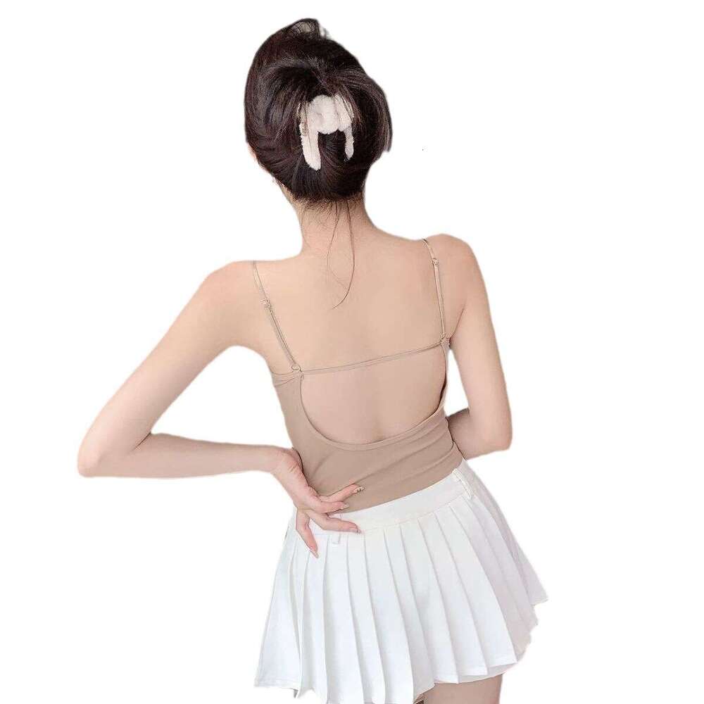Designer T Shirt Summer Ice Silk Backless Camisole With Chest Pad Bra Integrated Inner Wear Base Layer Hot Girl Tube Top Outerwear