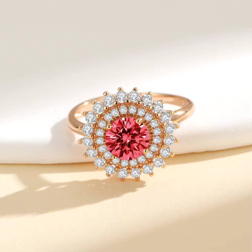 Gra Certificate D Color VVS 1CT Colorful Black Green Moissanite Round Eternity 18K Grose Gold Plate S925 Silver Rings for Women