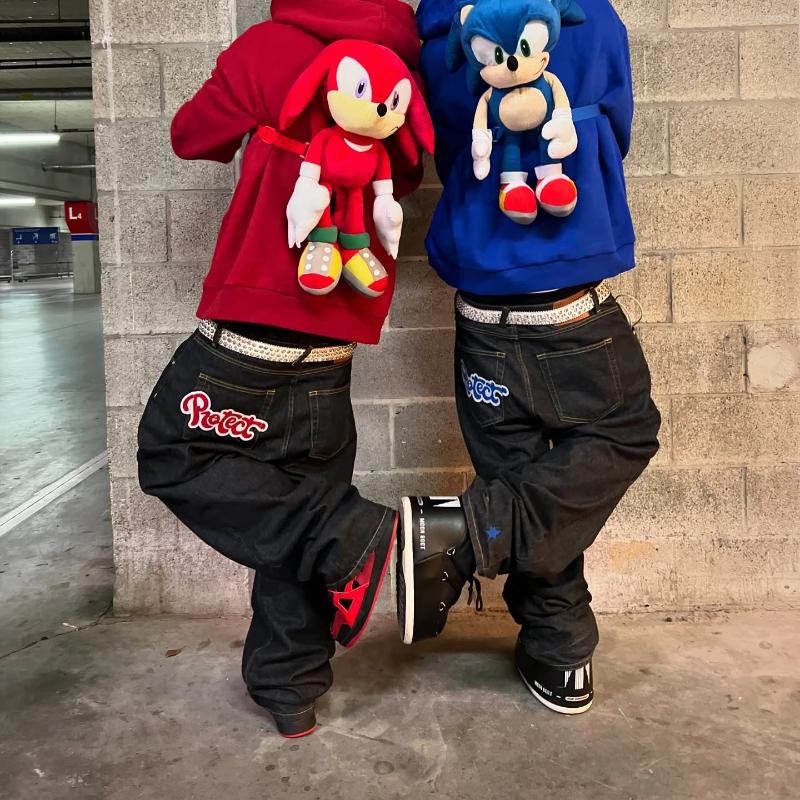 Men's Jeans American High Street Harajuku Mens Hip Hop Star Letter Baggy 2025 Straight Leg Casual Pants Y2k Men Clothing