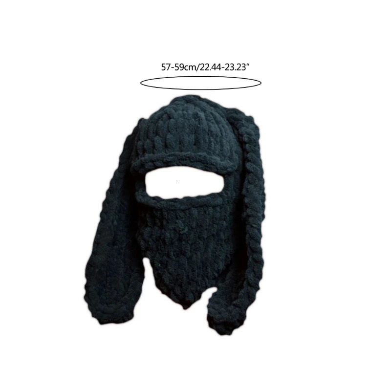 100% Cotton Winter Knitted Hat with Face-mask Breathable Headwear Women Headdress Adult Lady Costume Year Headgear 250724