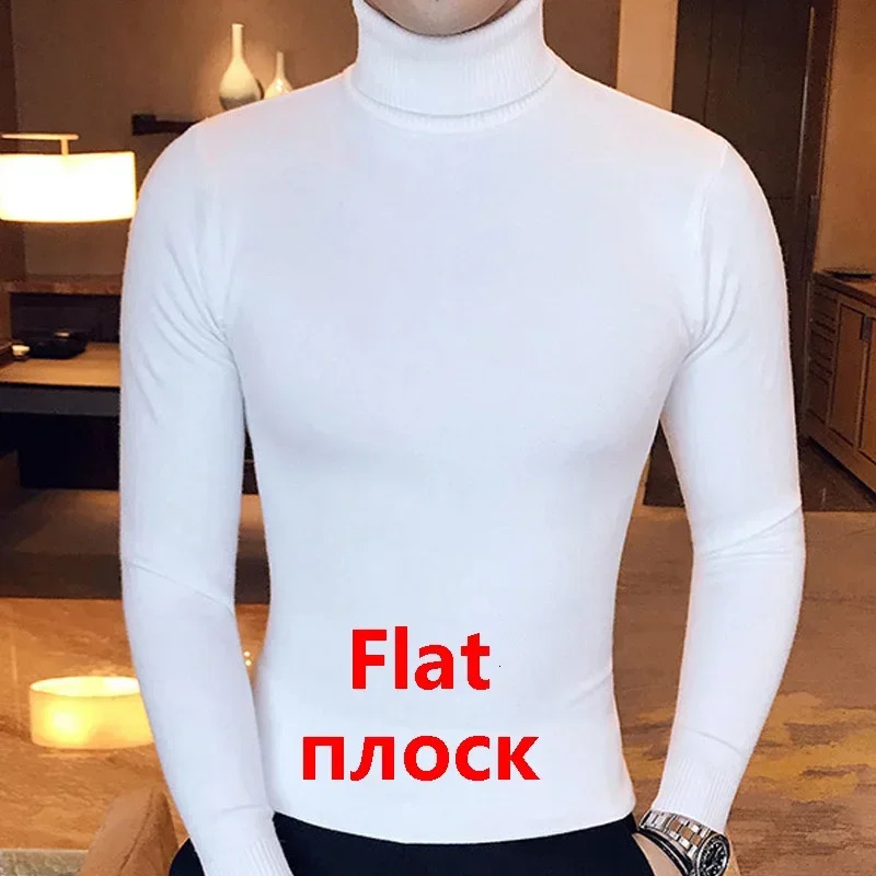 Mens High Neck Sweater Solid Color Pullover Knitted Warm Casual Turtleneck Woolen Winter Outdoor Tops 250729