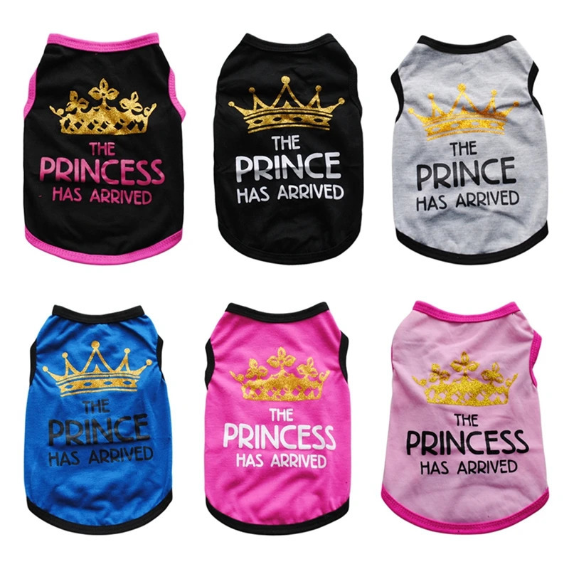 Summer Pet Tshirt Puppy Dog Clothes Crown Princess Letter Printed Cat Vest Cotton T Shirt Pug Chihuahua Costumes for Small Dogs 250729